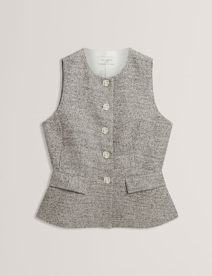 Ted Baker Ekaaw Boucle Rose Button Fitted Waistcoat Women's