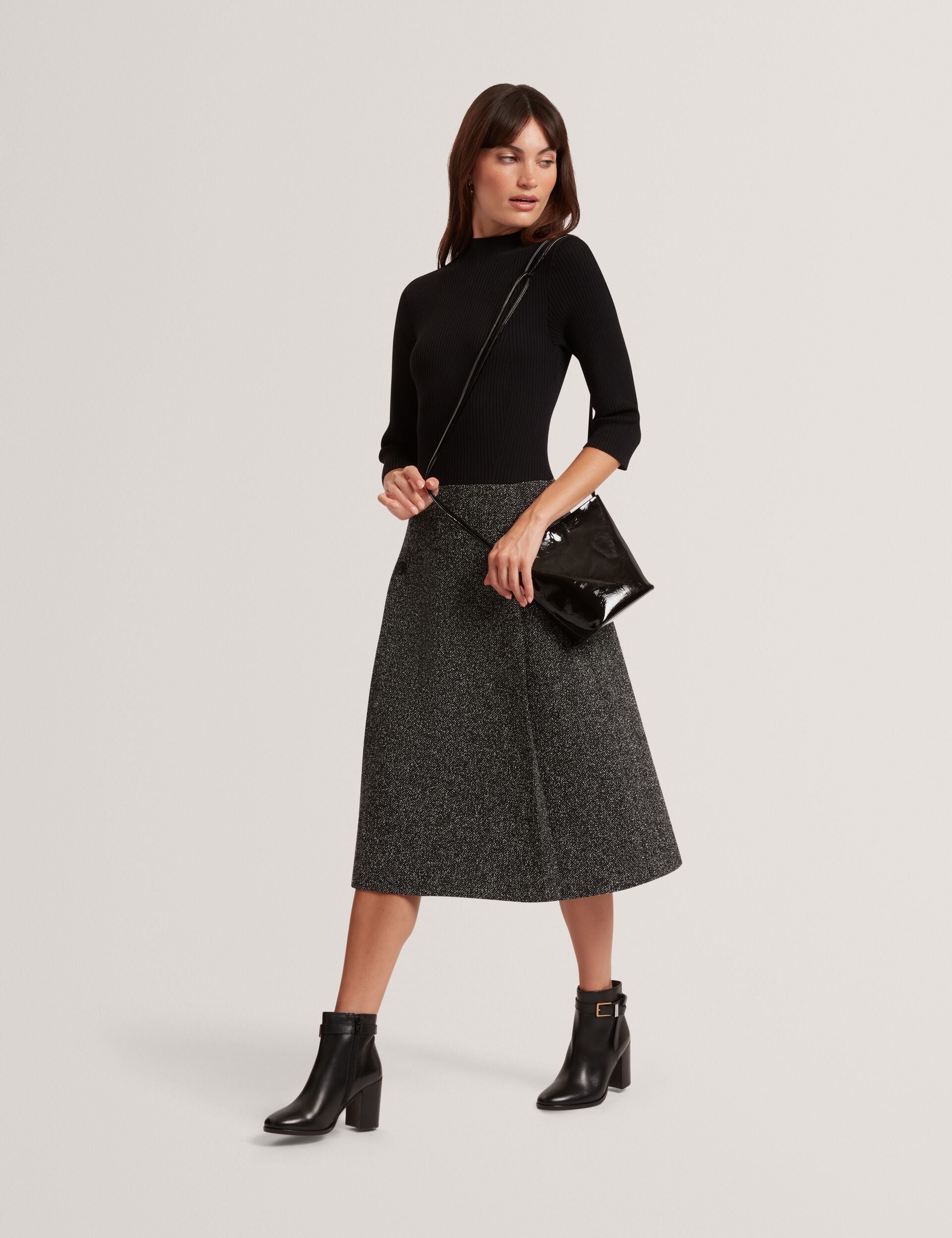 Ted Baker Ekaad Boucle Midi Illusion Dress With Knit Top Women's