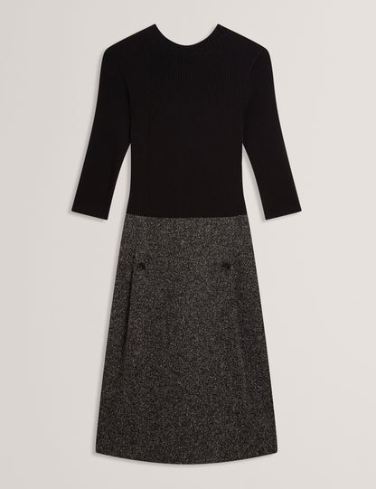 Ted Baker Ekaad Boucle Midi Illusion Dress With Knit Top Women's