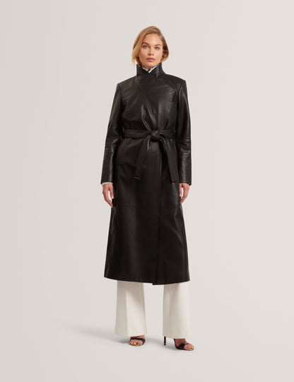 Ted Baker Rosello Leather Belted Longline Wrap Coat Women's