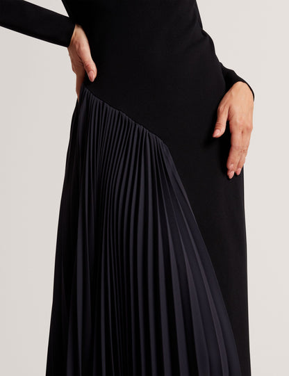 Ted Baker Belviee Pleated Panel Long Sleeve Knit Midi Dress Women's