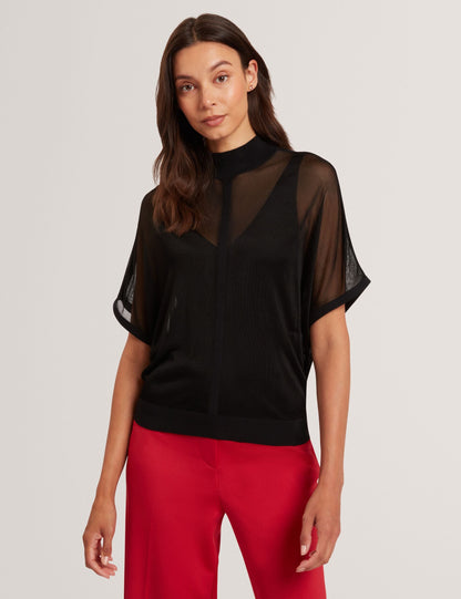 Ted Baker Ibissa Sheer Panel Knit Short Sleeve Top Women's