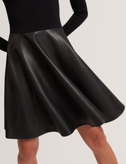 Ted Baker Milioa Knit Faux Leather Illusion Skater Dress Women's