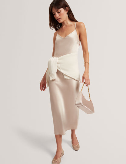 Ted Baker Harisa 2In1 Satin Slip Dress With Knit Jumper Women's