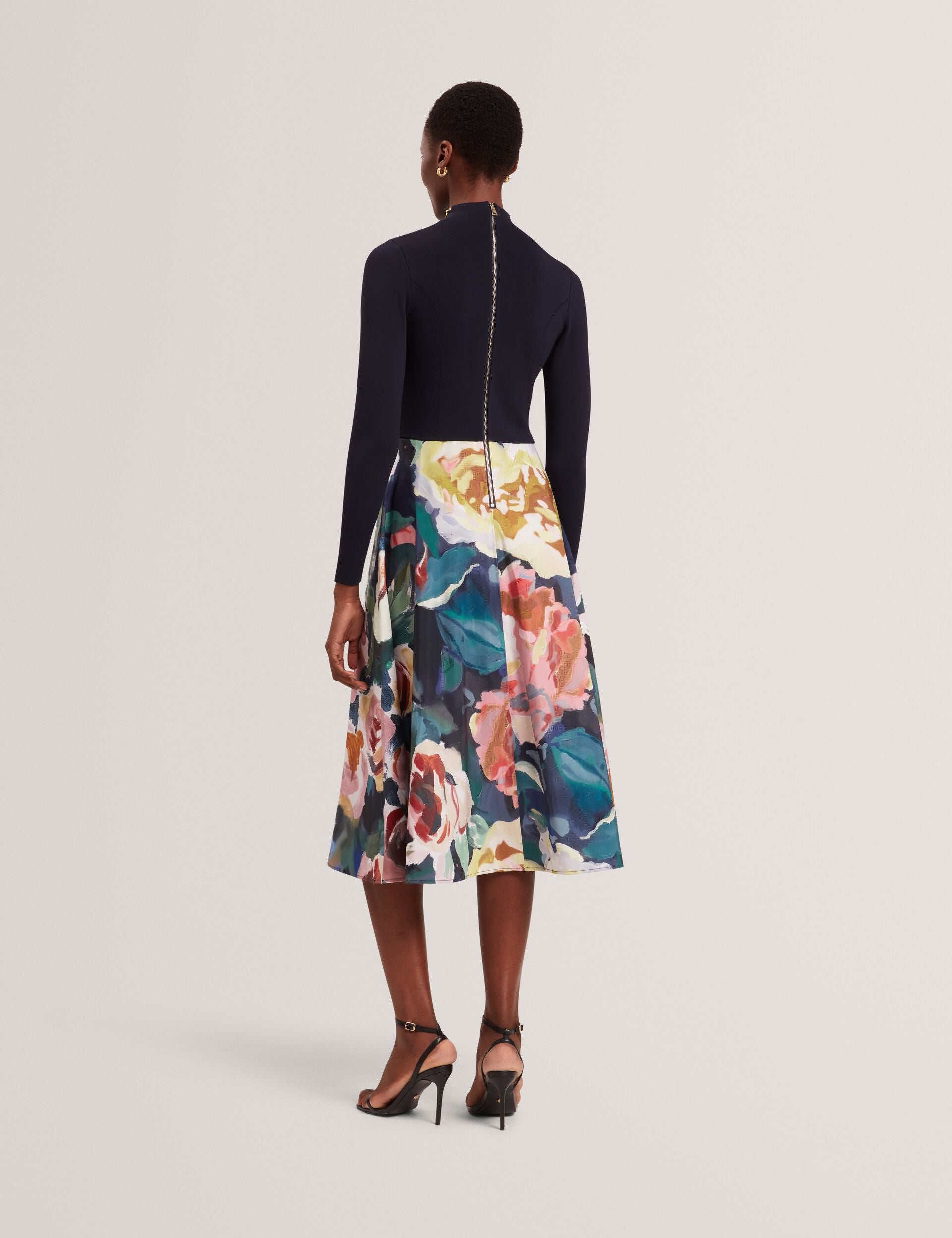 Ted Baker Patriia Rose Print Illusion Midi Dress Women's