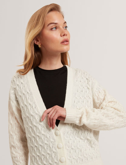 Ted Baker Kylana Cable Knit Vneck Wool Cardigan Women's