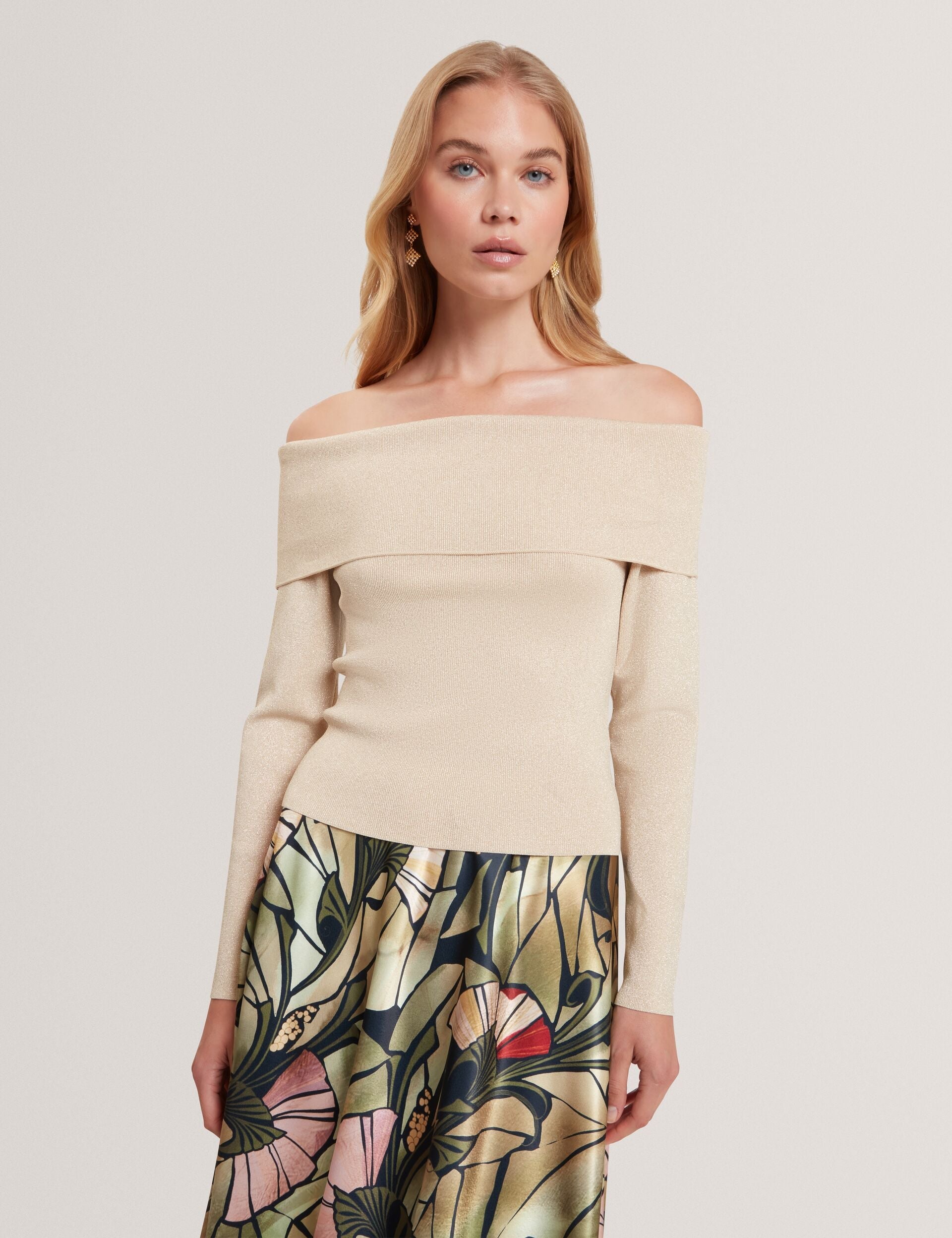 Ted Baker Laycii Metallic Knit Offtheshoulder Top Women's