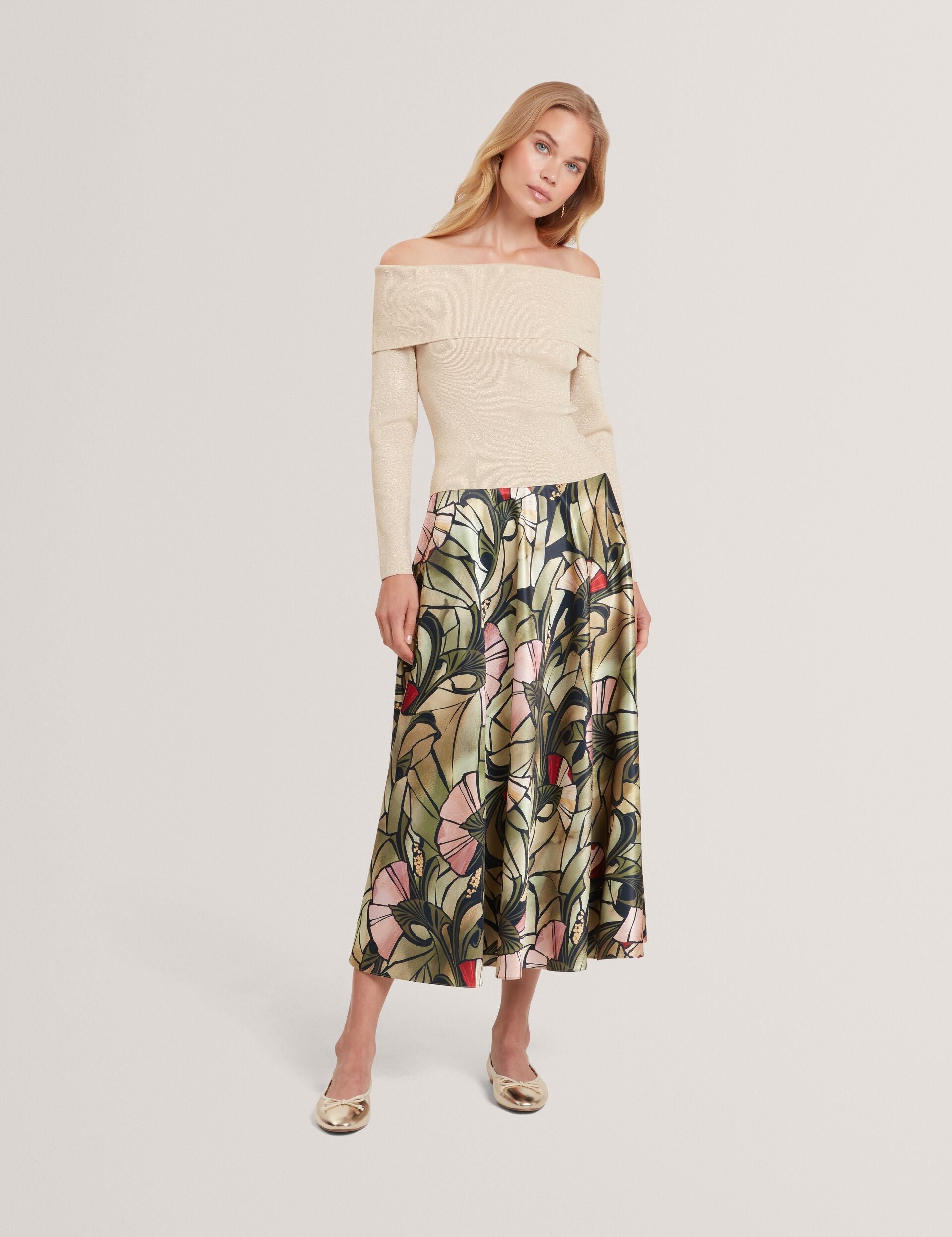 Ted Baker Laycii Metallic Knit Offtheshoulder Top Women's