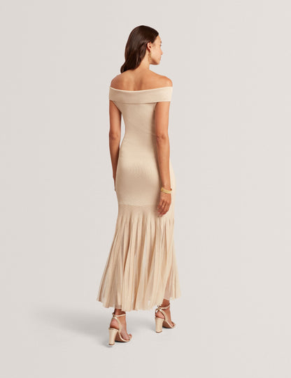 Ted Baker Rylla Metallic Bardot Maxi Dress With Sheer Hem Women's