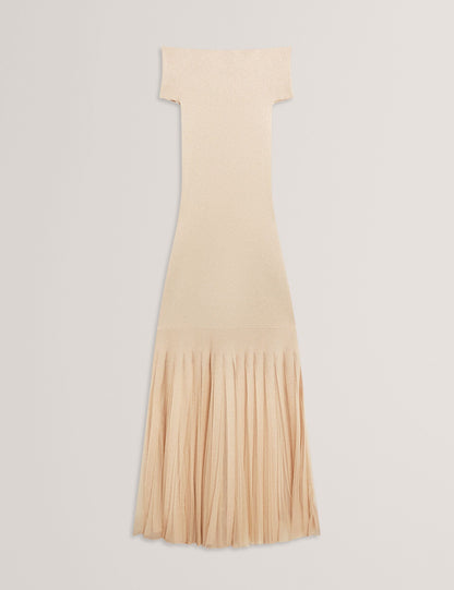 Ted Baker Rylla Metallic Bardot Maxi Dress With Sheer Hem Women's