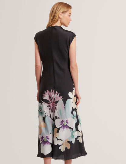Ted Baker Demita Pastel Floral Print Draped Neck Midi Dress Women's