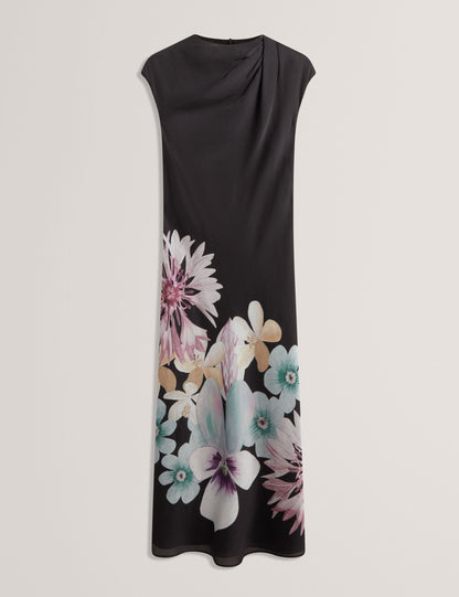 Ted Baker Demita Pastel Floral Print Draped Neck Midi Dress Women's
