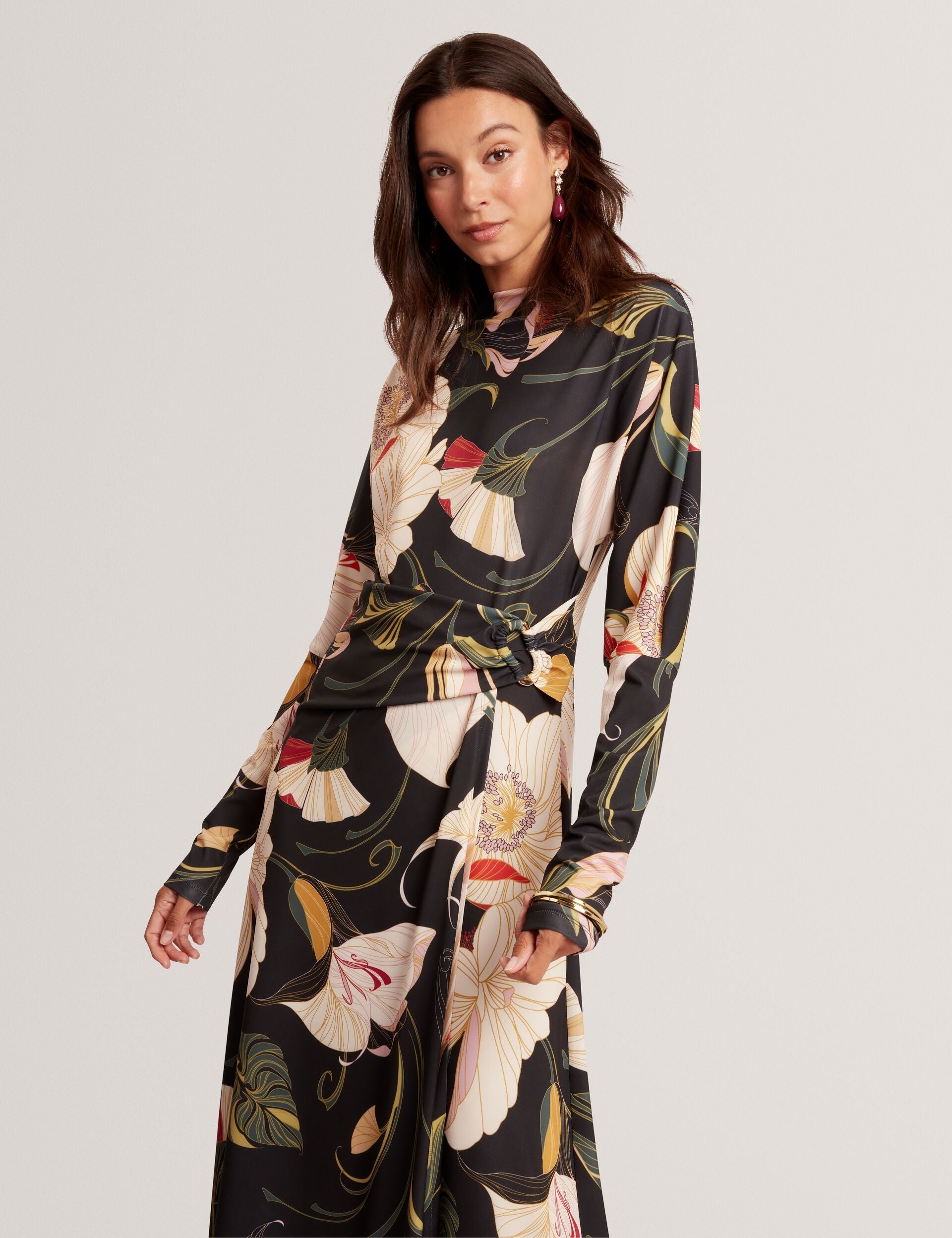 Ted Baker Lawria Floral Print Wrap Front Midi Dress Women's