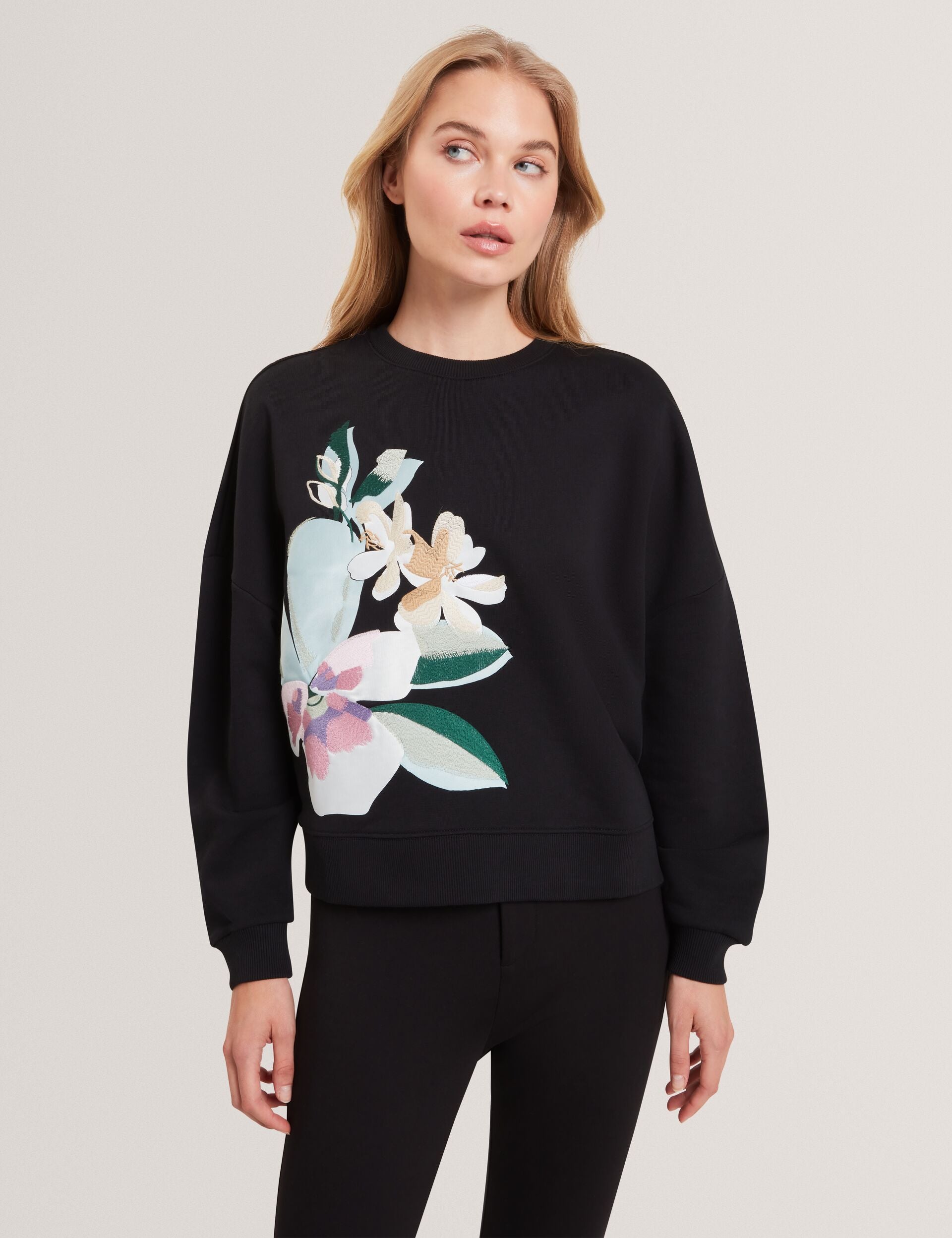 Ted Baker Brookla Embroidered Floral Graphic Cotton Sweatshirt Women's
