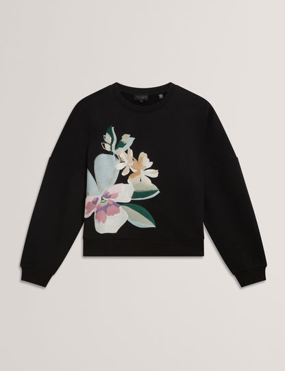 Ted Baker Brookla Embroidered Floral Graphic Cotton Sweatshirt Women's