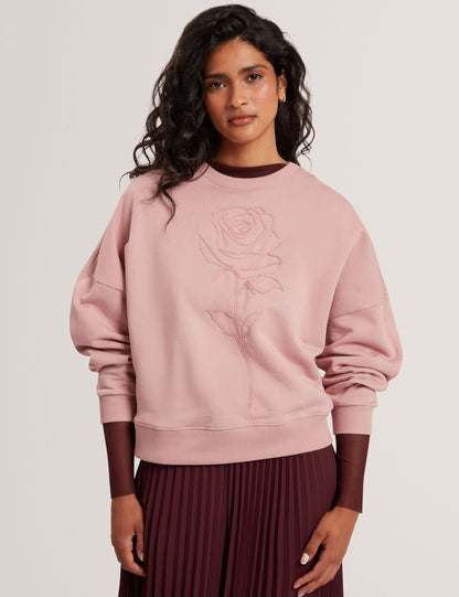 Ted Baker Marssia Embroidered Rose Graphic Cotton Sweatshirt Women's