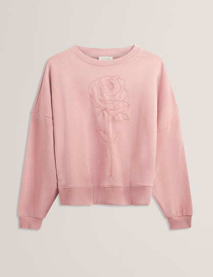 Ted Baker Marssia Embroidered Rose Graphic Cotton Sweatshirt Women's