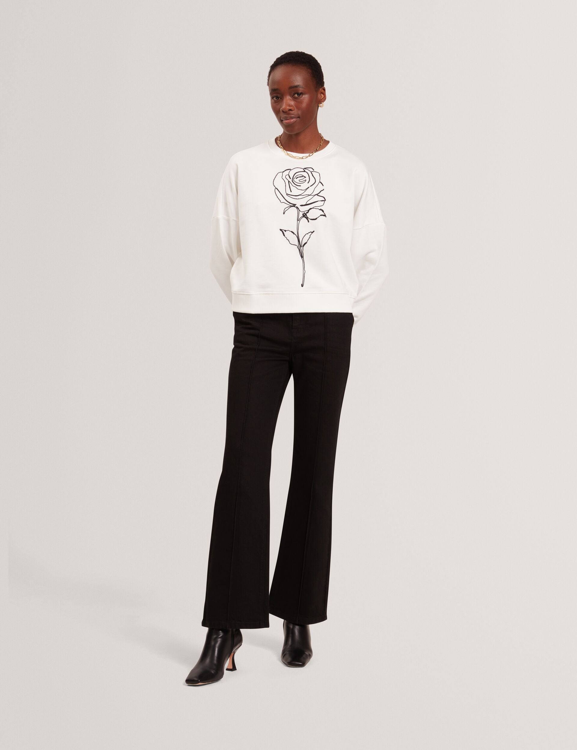 Ted Baker Marssia Embroidered Rose Graphic Cotton Sweatshirt Women's