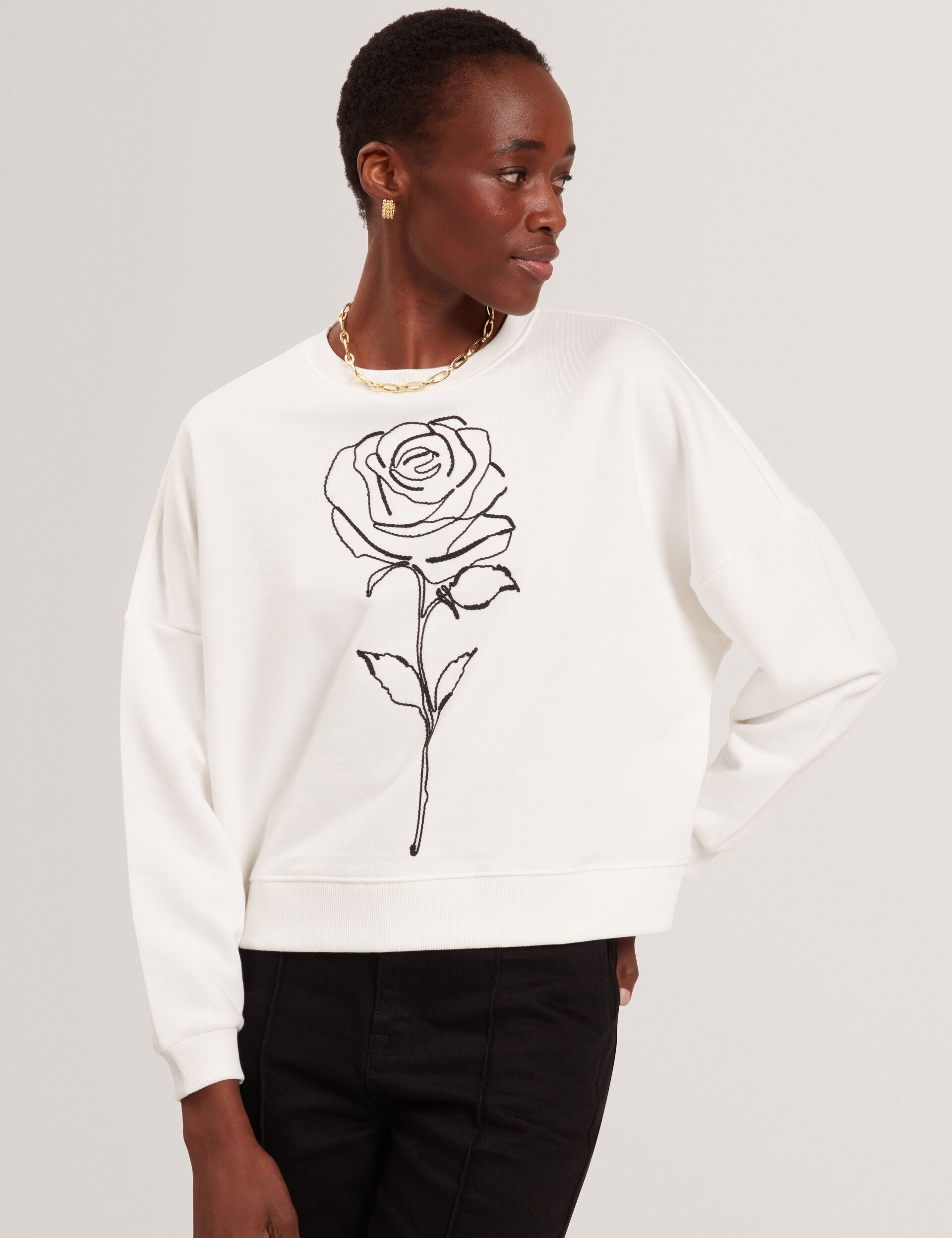 Ted Baker Marssia Embroidered Rose Graphic Cotton Sweatshirt Women's