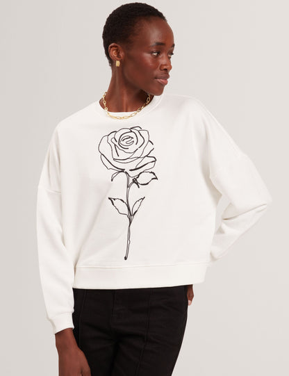 Ted Baker Marssia Embroidered Rose Graphic Cotton Sweatshirt Women's