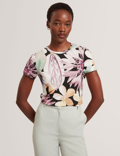 Ted Baker Saalma Pastel Floral Print Jersey Fitted Tshirt Women's