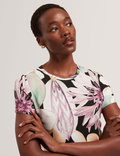 Ted Baker Saalma Pastel Floral Print Jersey Fitted Tshirt Women's