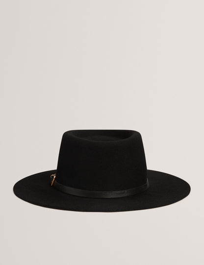 Ted Baker Jillli Leather Buckle Pure Wool Fedora Hat Women's