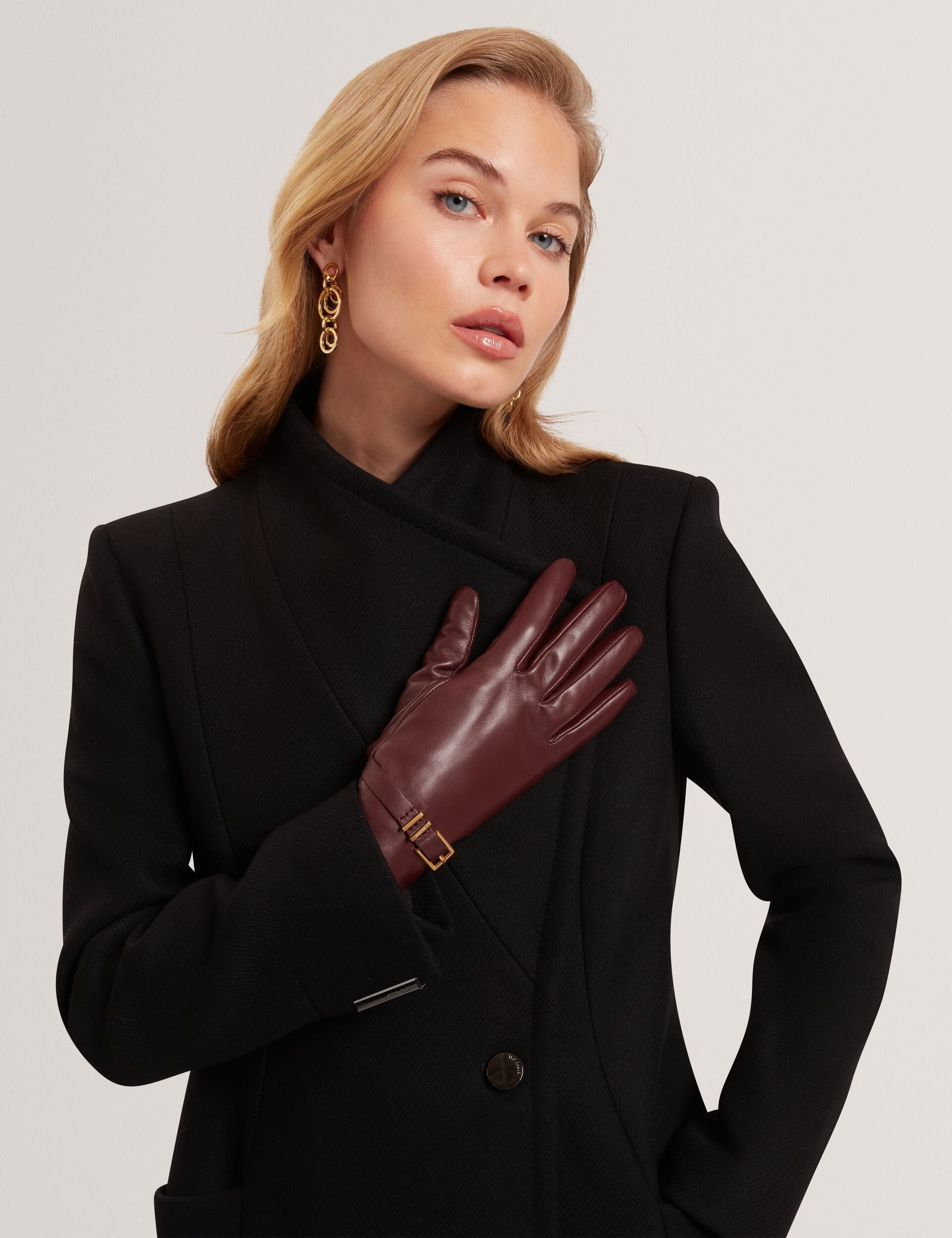 Ted Baker Jillla Buckle Strap Leather Gloves Women's