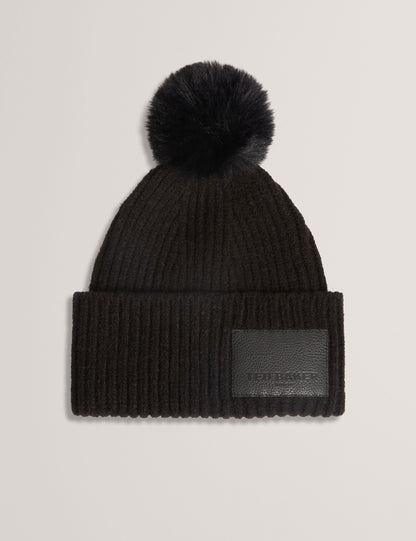 Ted Baker Sershii Rib Knit Branded Bobble Hat Women's