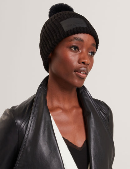 Ted Baker Sershii Rib Knit Branded Bobble Hat Women's