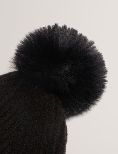 Ted Baker Sershii Rib Knit Branded Bobble Hat Women's