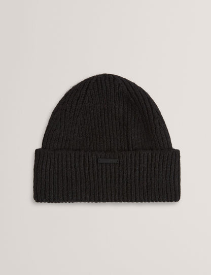 Ted Baker Lidiaas Wool Blend Ribbed Knit Beanie Hat In Black Women's