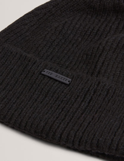 Ted Baker Lidiaas Wool Blend Ribbed Knit Beanie Hat In Black Women's