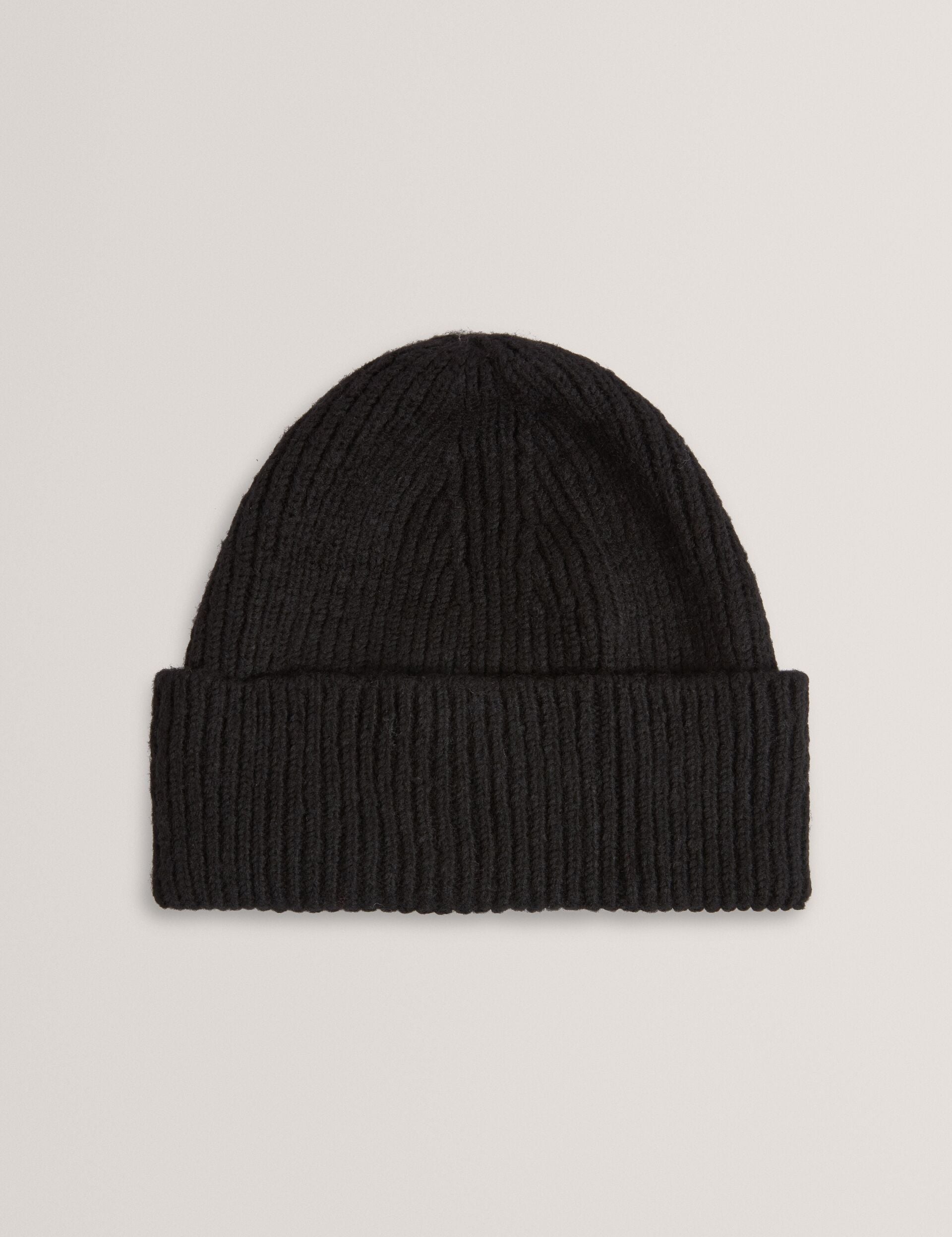 Ted Baker Lidiaas Wool Blend Ribbed Knit Beanie Hat In Black Women's