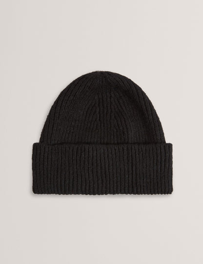 Ted Baker Lidiaas Wool Blend Ribbed Knit Beanie Hat In Black Women's