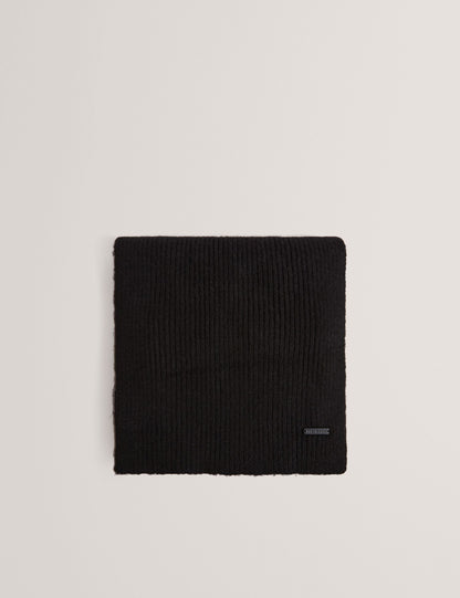 Ted Baker Lidiies Ribbed Wool Blend Knitted Scarf In Black Women's