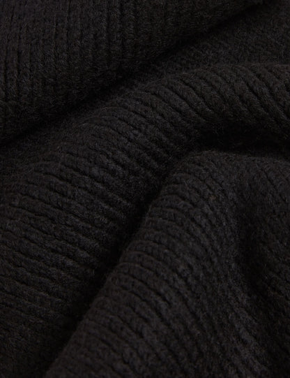 Ted Baker Lidiies Ribbed Wool Blend Knitted Scarf In Black Women's
