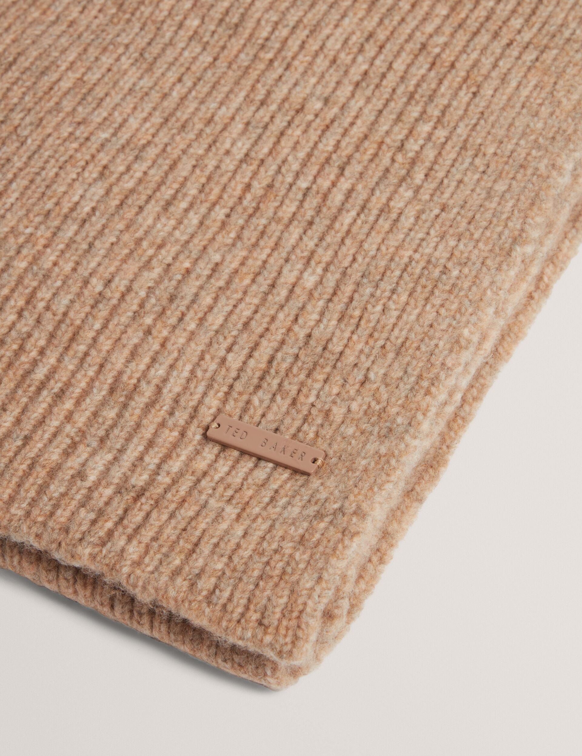 Ted Baker Lidiies Ribbed Wool Blend Knitted Scarf In Camel Women's