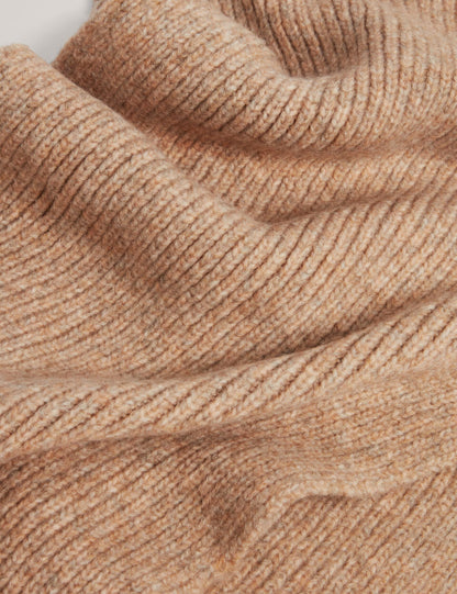 Ted Baker Lidiies Ribbed Wool Blend Knitted Scarf In Camel Women's