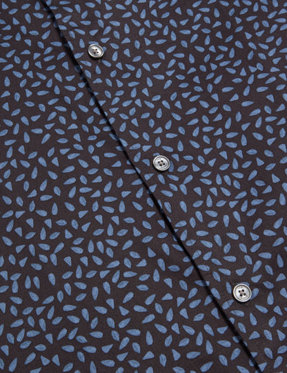 Ted Baker Campden Mini Leaf Print Short Sleeve Cotton Shirt