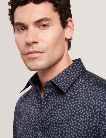 Ted Baker Campden Mini Leaf Print Short Sleeve Cotton Shirt