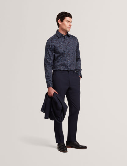 Ted Baker Blockly Mini Leaf Print Long Sleeve Cotton Shirt