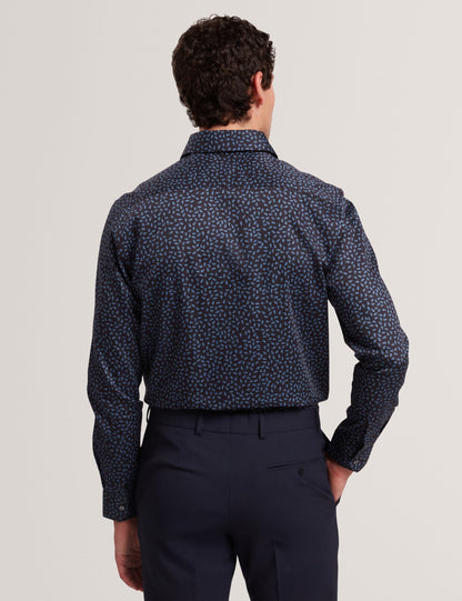 Ted Baker Blockly Mini Leaf Print Long Sleeve Cotton Shirt