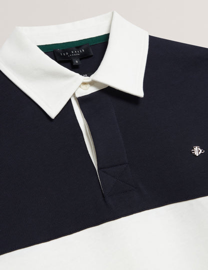 Ted Baker Traviss Block Stripe Jersey Cotton Rugby Shirt