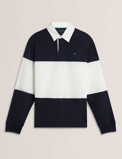 Ted Baker Traviss Block Stripe Jersey Cotton Rugby Shirt