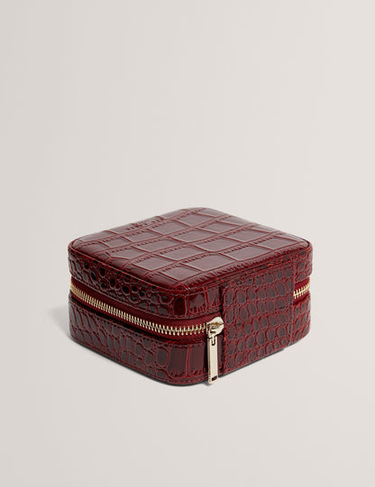 Ted Baker Hazelli Croc Effect Zip Around Jewellery Case In Wine Women's