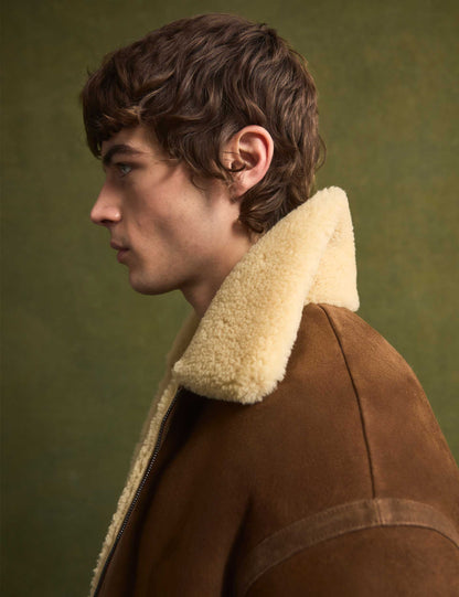 Ted Baker Wald Shearling Leather Aviator Jacket