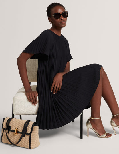 Ted Baker Convala Pleated Short Sleeve Aline Mini Dress In Black Women's