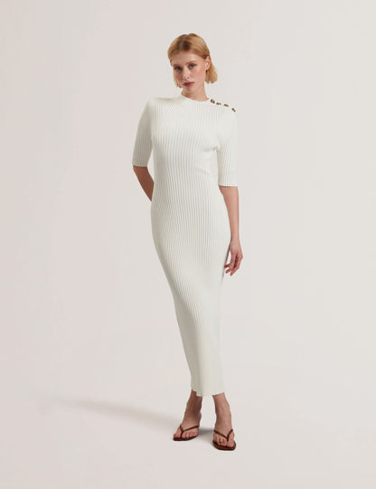 Ted Baker Candiic Rose Button Knitted Bodycon Midi Dress Women's