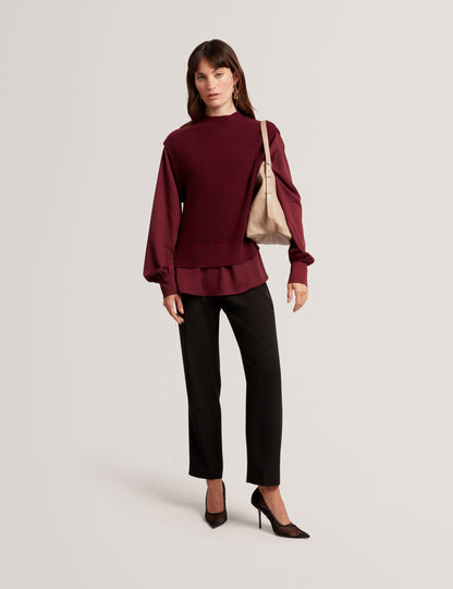 Ted Baker Caycey 2In1 Knit Vest Long Sleeve Shirt Women's